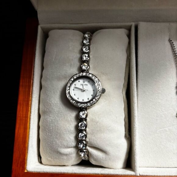 Bulova Crystal Accented Watch and Pendant Set, Swarovski Crystals - Picture 3 of 16